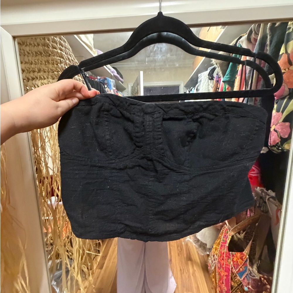 Free People Corseted Black Top